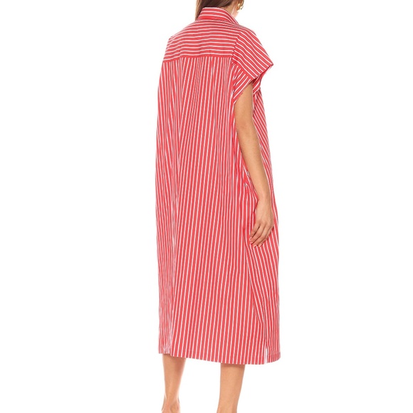 BALENCIAGA Rawcut Cotton Poplin Shirt Dress Red Stripe Size FR 32 XS - Picture 2 of 6